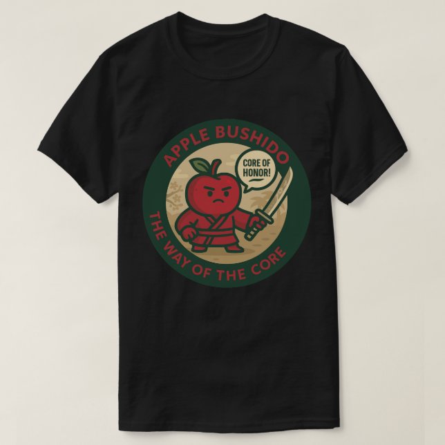 Playful Apple Samurai Discipline  T-Shirt (Design Front)