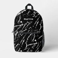 Playful artistic black and white splatter w/ name