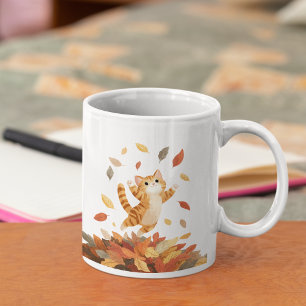 Playful Autumn Cat Mug Cute Gift