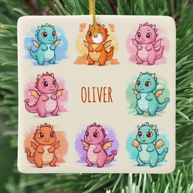 Playful Baby Dragons Personalised Ceramic Ornament (Creator Uploaded)