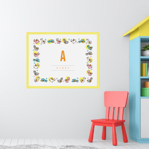 Playful Baby Ducks Kids Monogram Nursery Wall Art