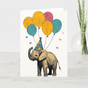 Playful Baby Elephant Birthday Greeting Card