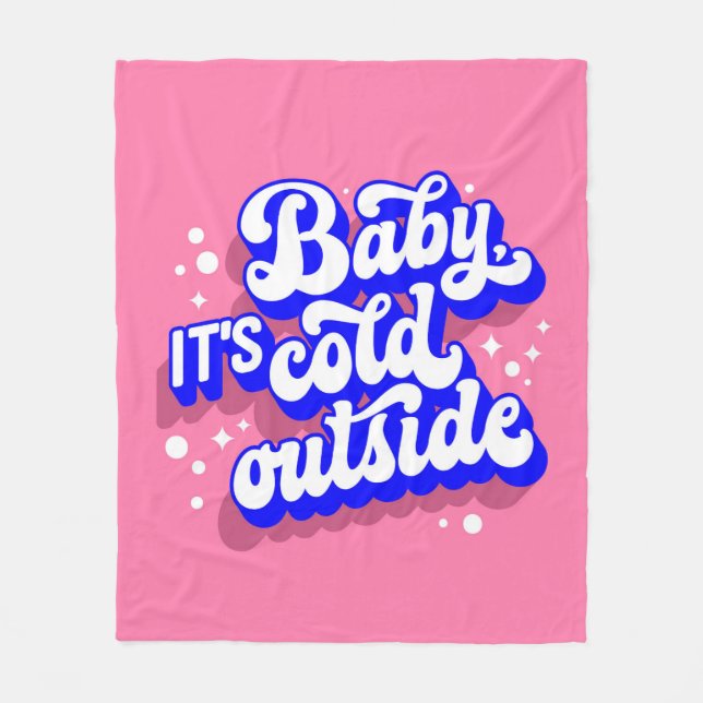 Playful Baby, It’s Cold Outside Winter Design Fleece Blanket (Front)