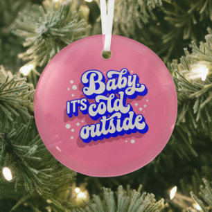 Playful Baby, It’s Cold Outside Winter Design Glass Tree Decoration