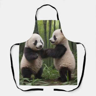 Playful Baby Pandas In A Bamboo Forest, Apron