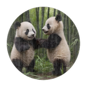 Playful Baby Pandas In A Bamboo Forest, Cutting Board