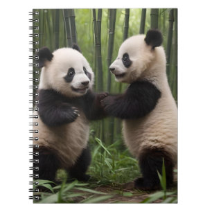 Playful Baby Pandas In A Bamboo Forest,  Notebook