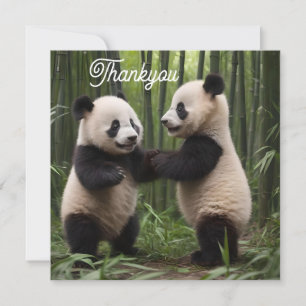 Playful Baby Pandas In A Bamboo Forest, Thank You Card