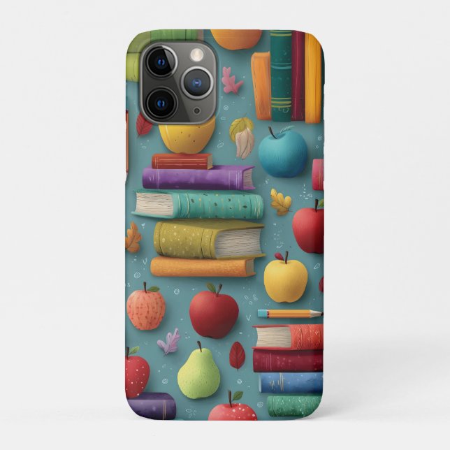 Playful Back-to-School Design with Books and Apple Case-Mate iPhone Case (Back)