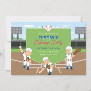 Playful baseball birthday invitation