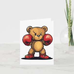 Playful Bear With Boxing Gloves For A Fun Challeng Card