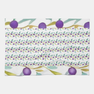 Playful berries and vines  tea towel