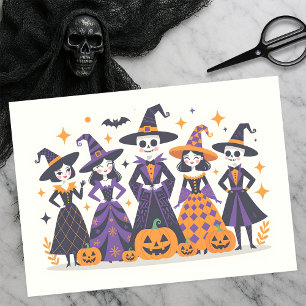 Playful Bewitching Witches and Skeletons Halloween Tissue Paper