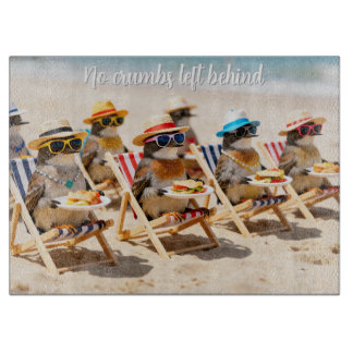 Playful Birds Personalised Glass Cutting Board