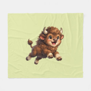 Playful Bison Running Wild in a Charming Cosy Fleece Blanket