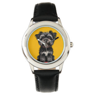 Playful Black And Grey Terrier Puppy Portrait Watch
