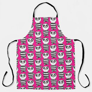 Playful Black and White Panda Art Apron