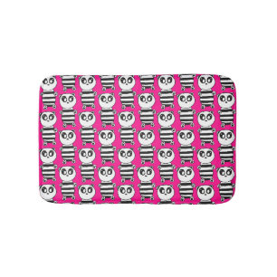 Playful Black and White Panda Art Bath Mat