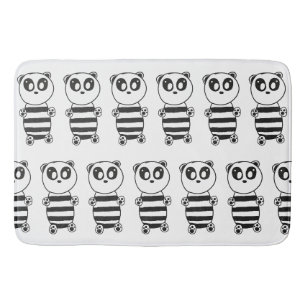 Playful Black and White Panda Art Bath Mat