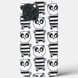 Playful Black and White Panda Art iPhone 13 Pro Max Case