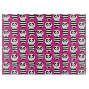 Playful Black and White Panda Art Cutting Board