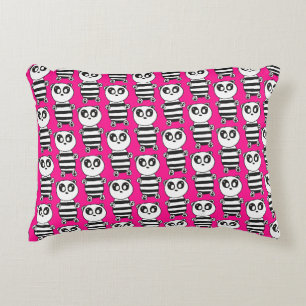 Playful Black and White Panda Art Decorative Cushion