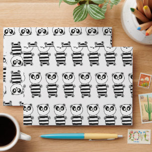 Playful Black and White Panda Art Envelope