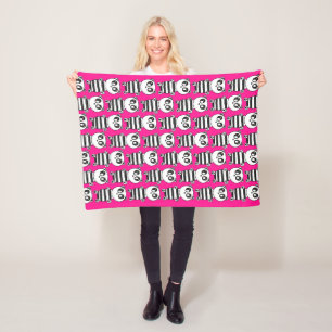 Playful Black and White Panda Art Fleece Blanket