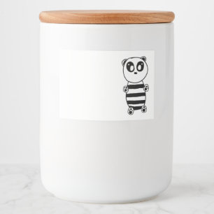 Playful Black and White Panda Art Food Label