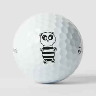 Playful Black and White Panda Art Golf Balls