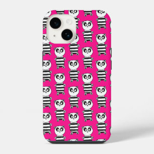 Playful Black and White Panda Art iPhone 14 Case