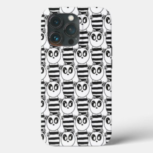 Playful Black and White Panda Art iPhone 13 Pro Case