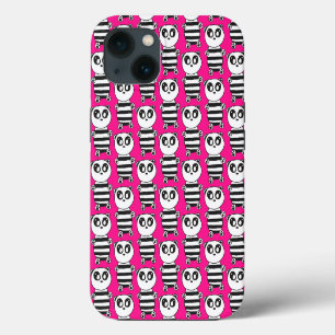 Playful Black and White Panda Art iPhone 13 Case