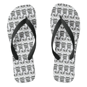 Playful Black and White Panda Art Jandals