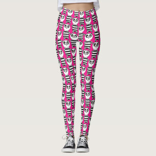 Playful Black and White Panda Art Leggings