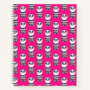 Playful Black and White Panda Art Notebook
