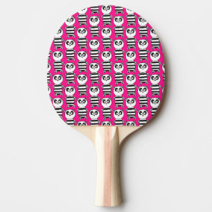 Playful Black and White Panda Art Ping Pong Paddle