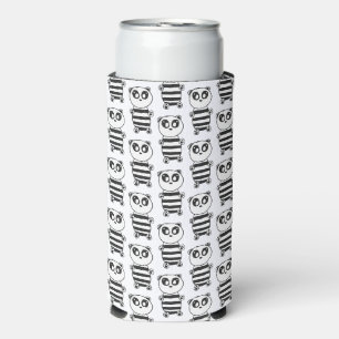 Playful Black and White Panda Art Seltzer Can Cooler