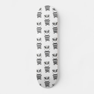 Playful Black and White Panda Art Skateboard