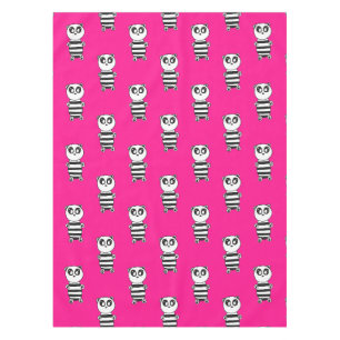 Playful Black and White Panda Art Tablecloth