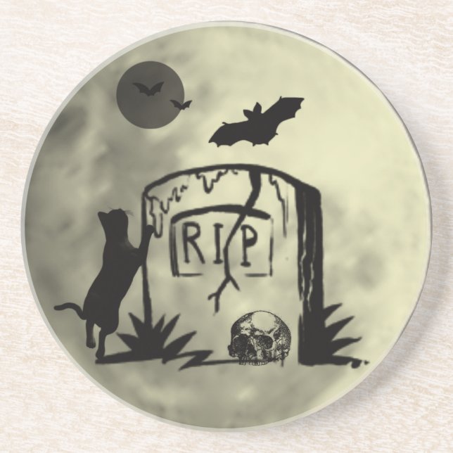 Playful Black Cat Coaster (Front)
