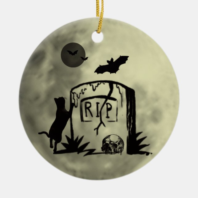 Playful Black Cat Ornament (Front)