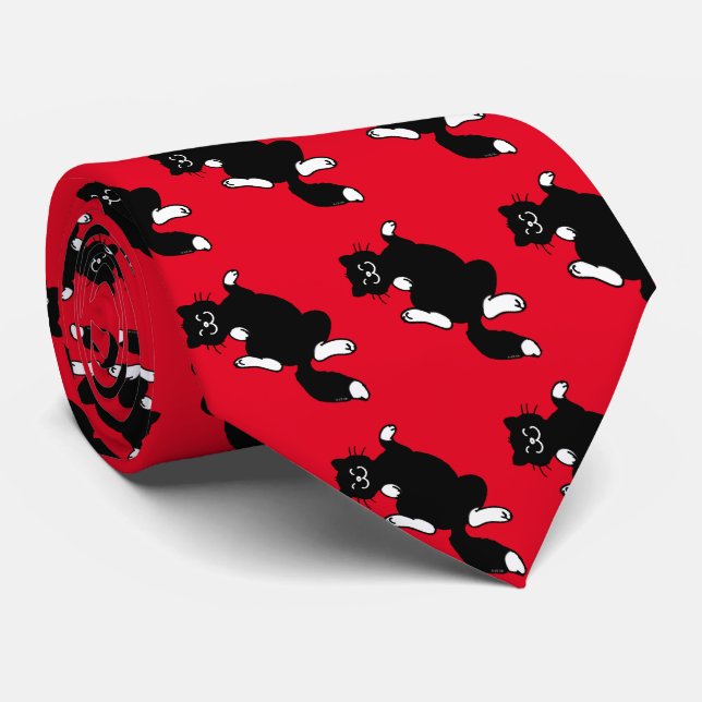 playful black cat pattern tie (Rolled)