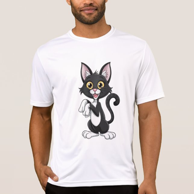 Playful Black Cat with Bright Yellow Eyes  T-Shirt (Front)