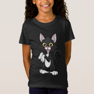 Playful Black Cat with Bright Yellow Eyes T-Shirt