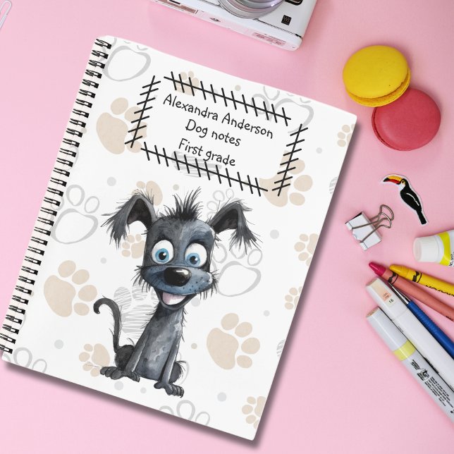 Playful Black Puppy on Paws Print  Notebook (Creator Uploaded)