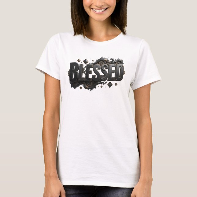 Playful BLESSED Creative Print T-Shirt (Front)