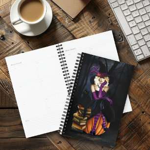 Playful Blonde Witch Pumpkin Purple Fantasy Planner