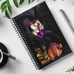 Playful Blonde Witch Pumpkin Purple Fantasy  Planner