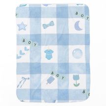 "Playful Blue Baby Boy Blanket - Cute Chequered De